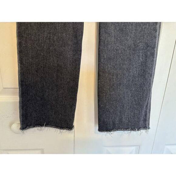 Paige Cindy High Rise Straight Ankle Jeans Raw Hems Gray 27 Distressed - Picture 7 of 10